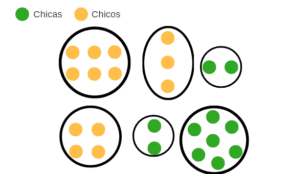 Imagen de grupos segregados por sexo. Diagrama